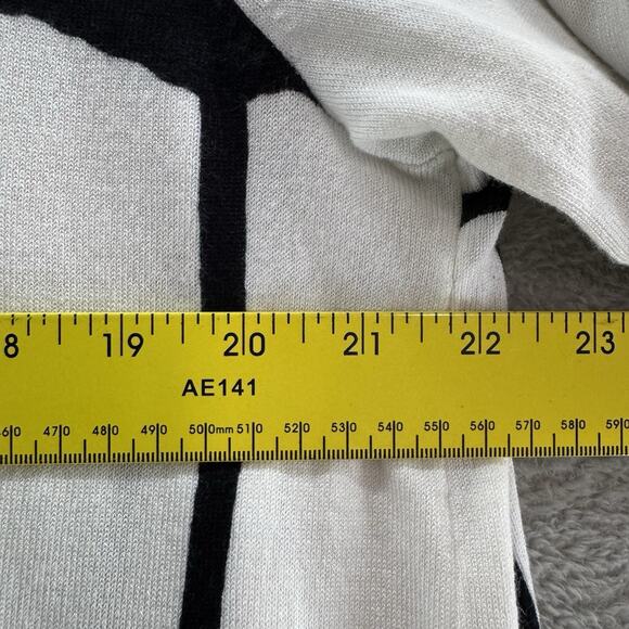 Chicos Cardigan Women 3 XL/16 White Black Abstract Long Open Front Long Sleeve - Picture 11 of 13